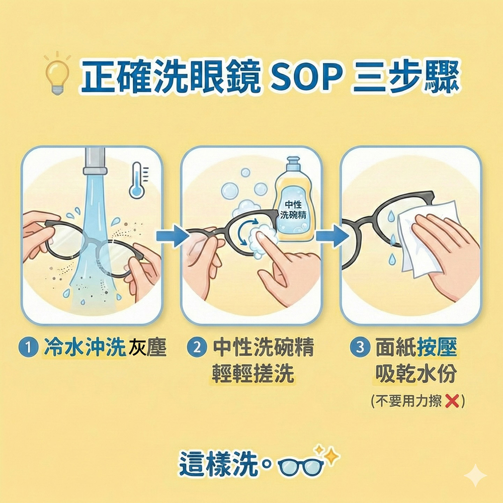 小林眼鏡正確洗眼鏡SOP三步驟